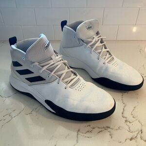 adidas Men's White and Navy Mid-Top Athletic Shoes